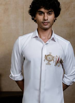 White embroidered suiting shirt 2