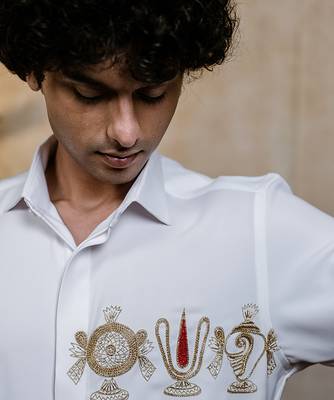 White embroidered suiting shirt 3