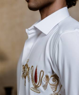White embroidered suiting shirt 5