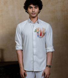 White embroidered 4way Rayon shirt