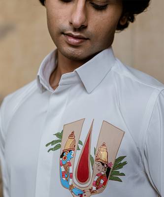 White embroidered 4way Rayon shirt 5