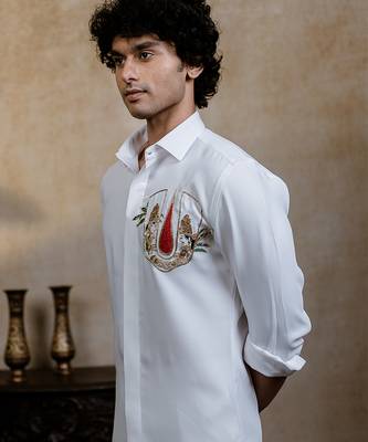 White embroidered british shirt 1