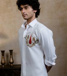 White embroidered british shirt