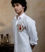 White embroidered british shirt