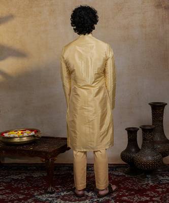 Gold embroidered silk kurta set 2