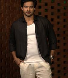 Black plain linen shirt