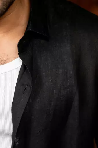 Black plain linen shirt