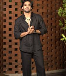 Black plain linen shirt