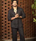 Black plain linen shirt