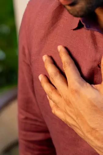 Burgundy plain linen shirt