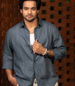 Grey plain linen shirt