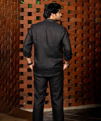 Black plain linen shirt 4