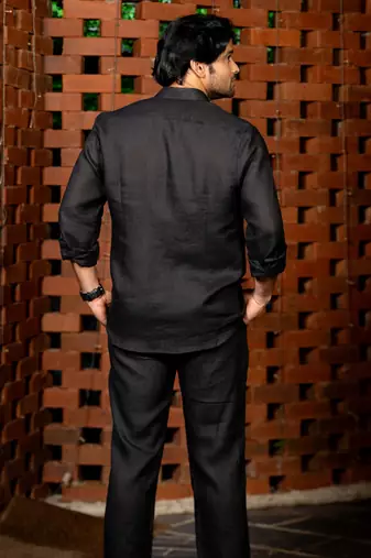 Black plain linen shirt