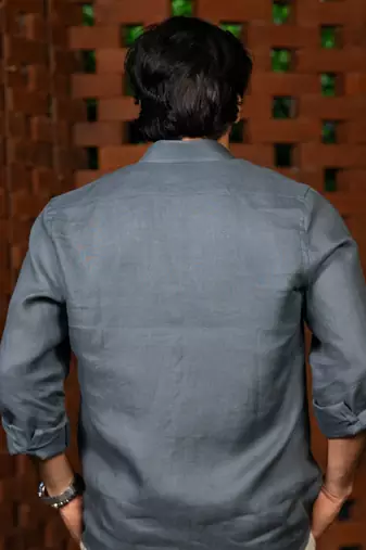 Grey plain linen shirt