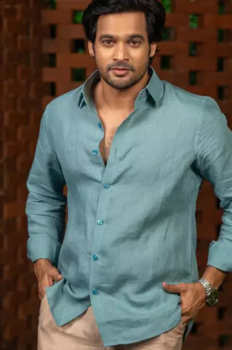 Sea blue plain linen shirt