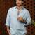 Sky blue plain linen shirt