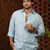 Sky blue plain linen shirt