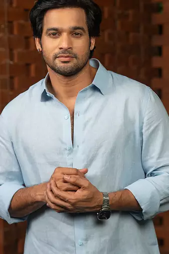 Sky blue plain linen shirt
