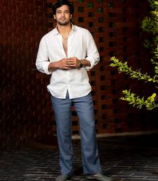 White plain linen shirt