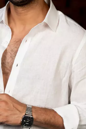 White plain linen shirt