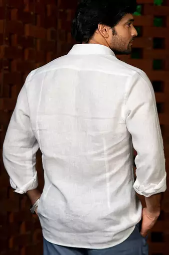White plain linen shirt