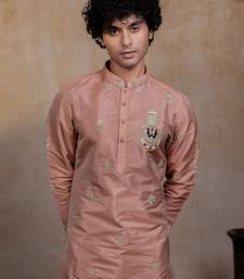 Light Pink embroidered silk kurta set