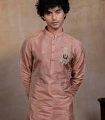Light Pink embroidered silk kurta set
