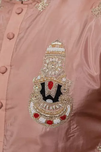 Light Pink embroidered silk kurta set