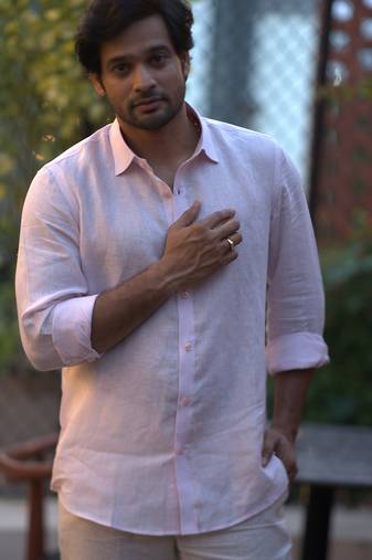 Pink plain linen shirt