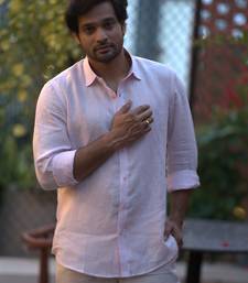 Pink plain linen shirt