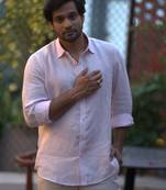 Pink plain linen shirt