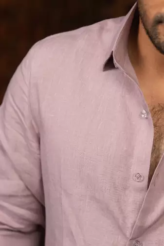 Pink plain linen shirt
