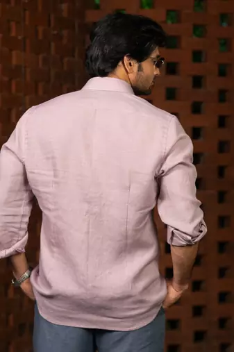 Pink plain linen shirt