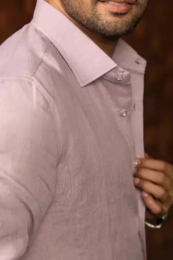 Pink plain linen shirt