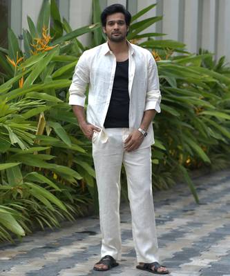Ivory plain linen shirt 1