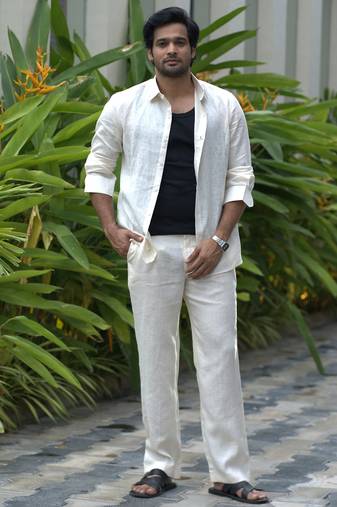 Ivory plain linen shirt