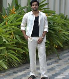 Ivory plain linen shirt