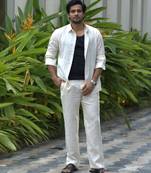 Ivory plain linen shirt