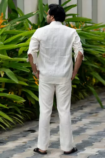 Ivory plain linen shirt