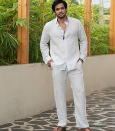 Ivory plain linen shirt