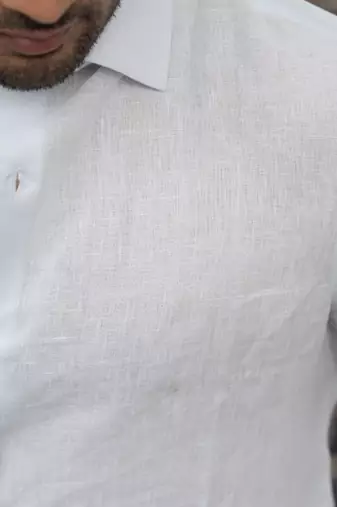 Ivory plain linen shirt