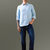 Sky blue striped pure linen shirt