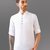 White solid wooden-button pure linen kurta shirt