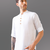 White solid wooden-button pure linen kurta shirt