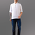 White solid wooden-button pure linen kurta shirt