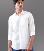 White solid pure linen shirt