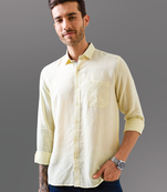 Yellow solid pure linen shirt