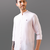 Pastel pink mandarin collar pure linen shirt