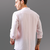 Pastel pink mandarin collar pure linen shirt