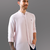 Pastel pink mandarin collar pure linen shirt